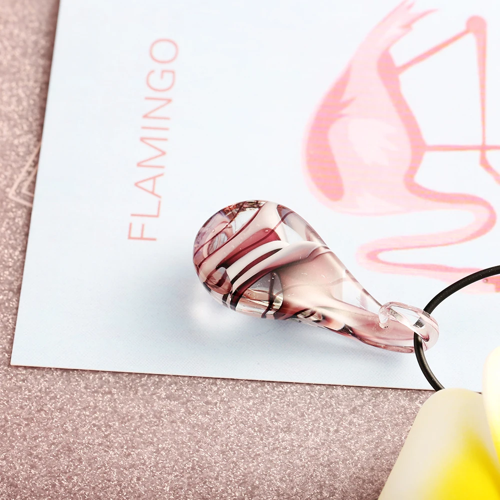 Handmade Lampwork Glass Murano Waterdrop Pendant Necklace Elastic Cord Crystal Necklace Trendy Fashion Party Jewelry Women