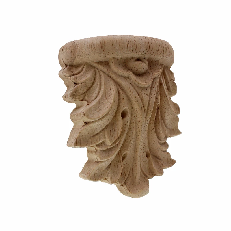 RUNBAZEF Wood Carved Applique Unpainted Vintage Home Decor Style Fireplace Door God Stage Stigma Pillar Decoration Accessories