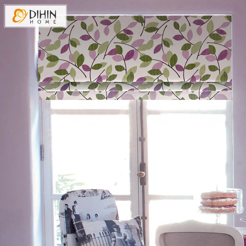 

Included Curtains Motorized Modern Linen Brief Chinese Garden Roman Shade Blinds Custom Curtain free Shipping