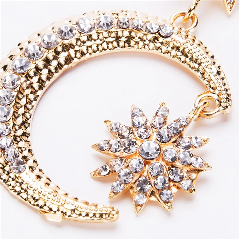 Trending Jewelry 2026 New Gold Color Moon Statement Stud Earring For Woman Fashion Crysatl Big Earrings Female Accessories SALES