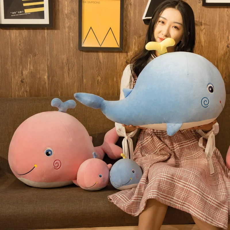 

Plush Whale Soft Toy Stuffed Soft Plushie Sea Animals Whale Doll with Water Huggable Kids Ocean Plush Toy Blue/Pink 30/45/65cm