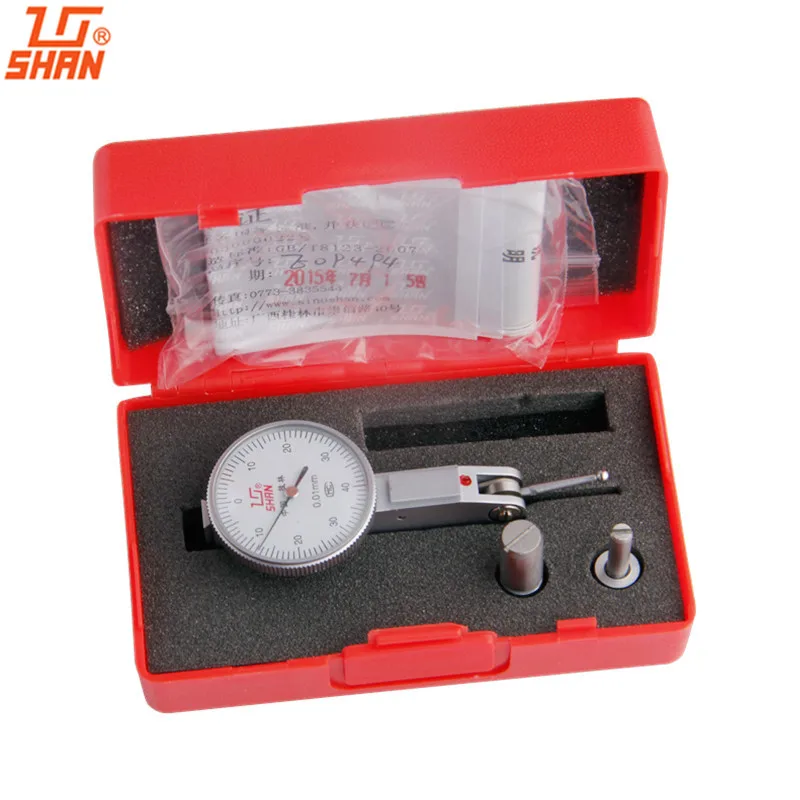 SHAN Dial Indicator 0-0.8mm/0.01 Aluminum Body Dial Test Gauge Measuring Tools