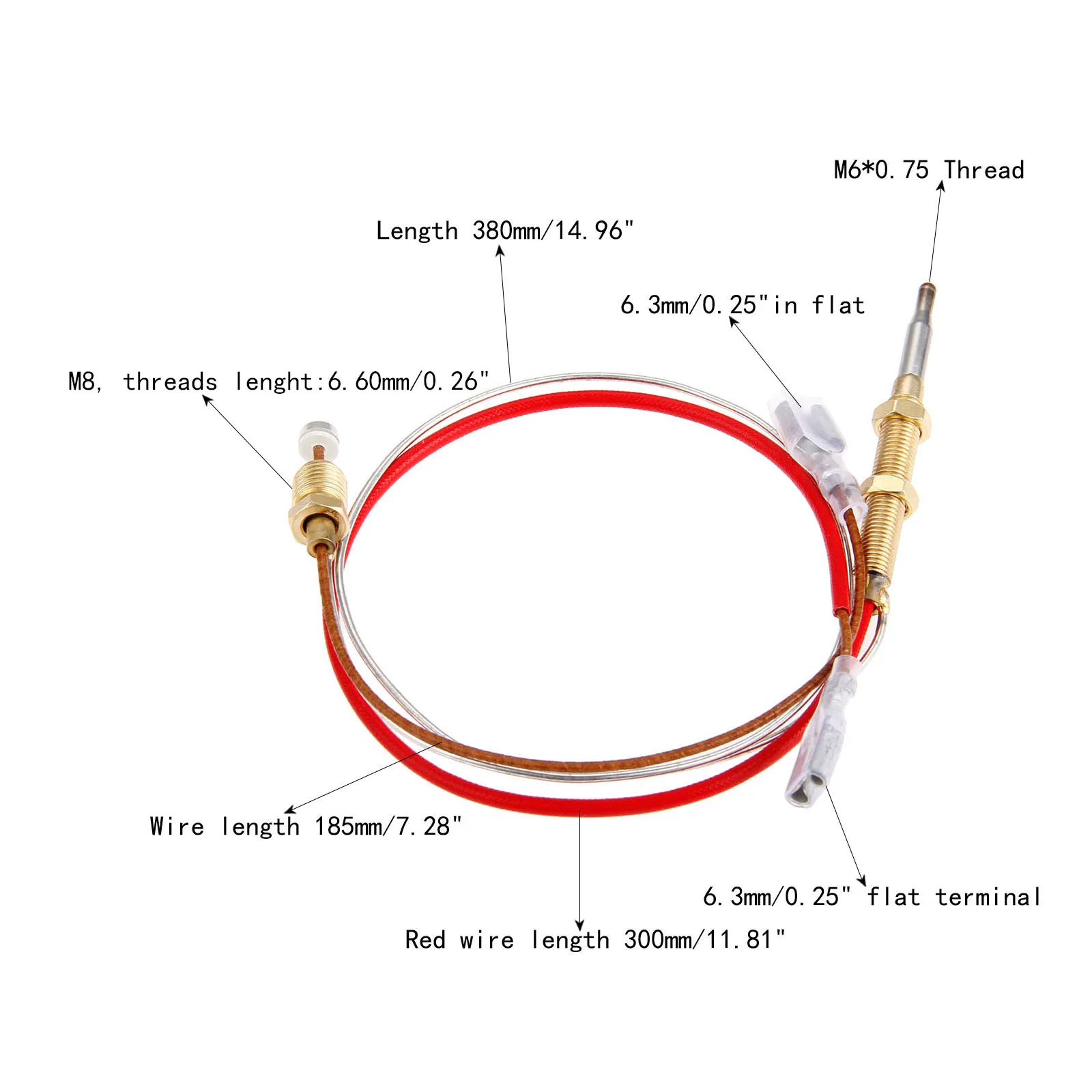 Outdoor Patio Heater M6*0.75 Head Thread With M8X1 End Connection Nuts Heater Thermocouple 410mm