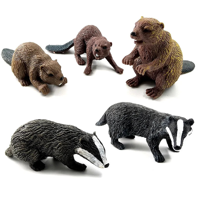 Simulazione foresta animale selvatico modello un pezzo tasso Wolverine Anteater Beaver Bear action figure PVC giocattolo figurine regalo per i bambini