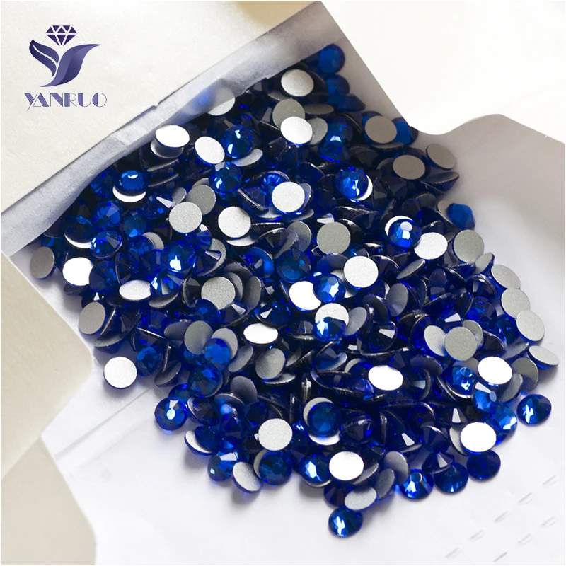 YANRUO 2058NoHF SS3-SS34 Sapphire Glass Strass Crystal DIY Flat Back Non Hot Fix Stick On Rhinestones For Craft