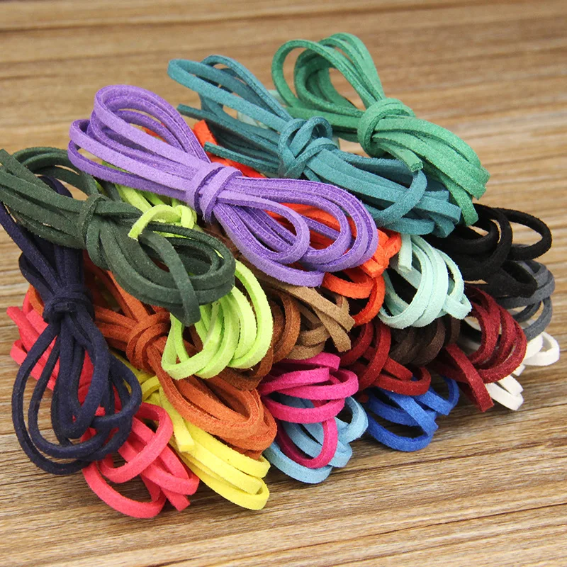 10pcs 3mm Flat Faux Suede Korean Velvet Leather Cord DIY Rope Thread Jewelry Making Decorative Handicrafts Accessories 10 Meter