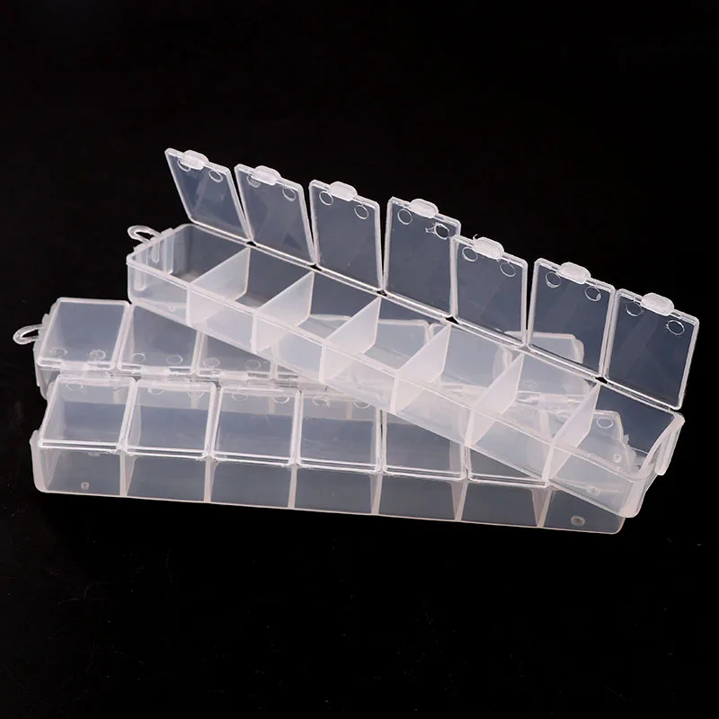 7 Grids Transparent Plastic Rectangle Storage Box DIY Nail Art Tips Decoration jewelry Tools Case Container