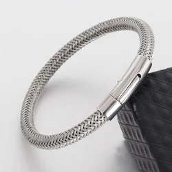 Mens Bracelets  Genuine Leather Bracelets With Stainless Steel Wire Cable C Clasps Cuff Bangles For Male Female Bracelets