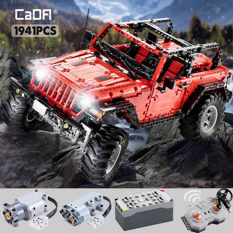 Cada 1941PCS RC 2.4G City Off Road Car Building Blocks Battery Motor Vehicle Bricks Toys for Kids Gift