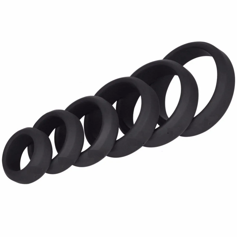 Male Small Large Silicone Erection Penis Lock Cock Ring Set Ball Stretcher Cock Ring Man Delay Ejaculation Sex Toy