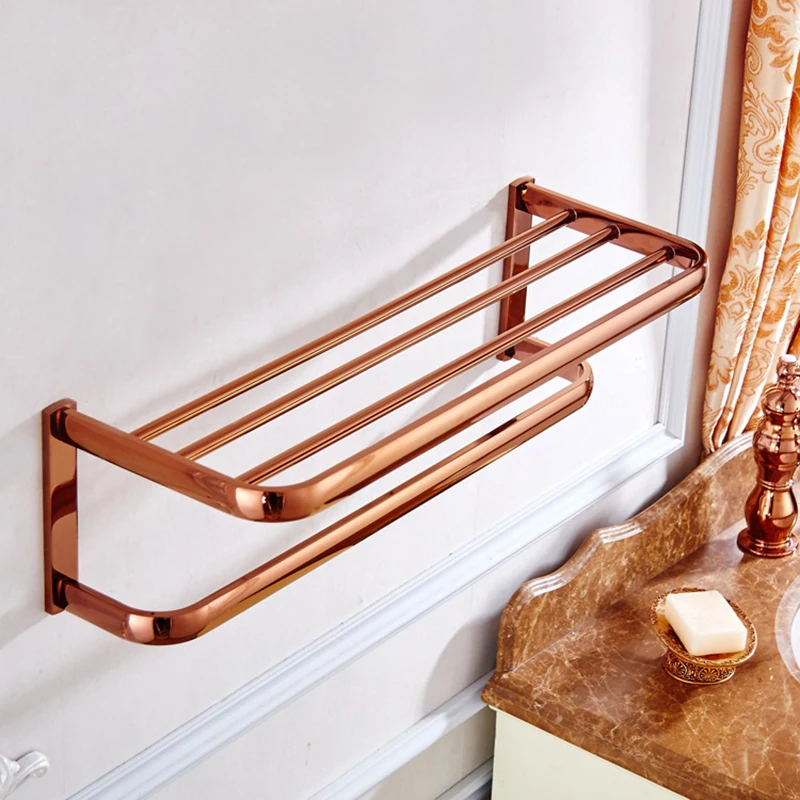 MTTUZK Luxe Rose Goud Koper Papier Houder Handdoek Bar Zeepbakje Handdoekenrek Gewaad Haak Bekerhouder Badkamer Accessoires Set