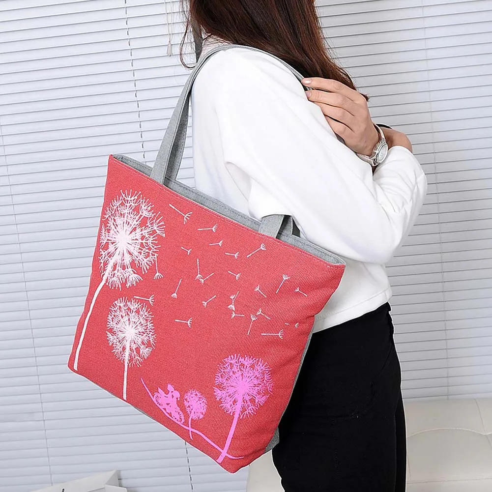 Bags for Women 2018 Dandelion Canvas Belt Bag Flowers Casual Women Handbag Zipper Shoulder Bags Lady\'s Beach Bag Sac Main Femme