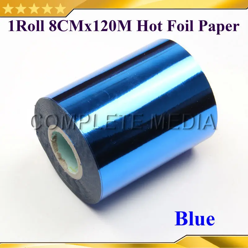 Free CP some 80mmx120M Blue Color Hot Stamping Foil Heat Transfer Napkin Gilding PVC business Card Emboss