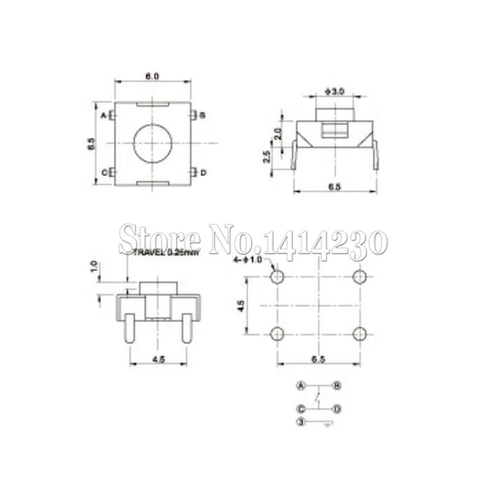 20Pcs 6*6*3.1Mm 6*6*3.1H Tact Switch Verticale 4Pins Rood hoofd 6X6X3.1Mm Dip-4