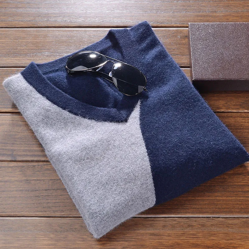 High Quality Men\'s V-Neck Cashmere Sweater 2017 Fashion Winter Soft Warm Solid color Full sleeve Kintted Pullovers