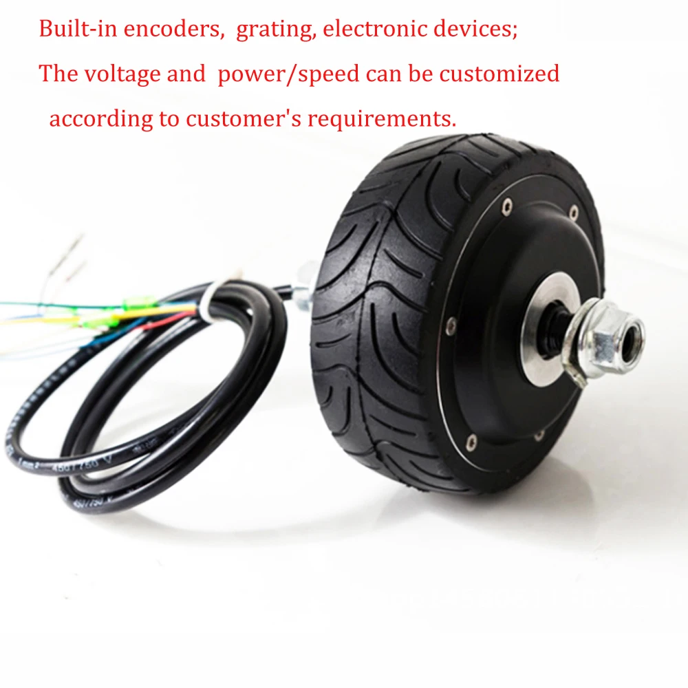 4 inch 108mm 100W Wheel Hub Servo Motor Dual Shaft Micro Robot Wheel Motor 8A DC24V AGV Car Wheel Motor 600RPM