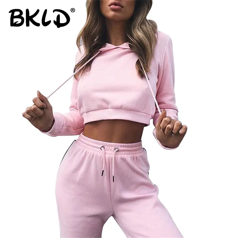 

BKLD 2024 New 2 Piece Set Women Suit Crop Hoodie Casual Autumn Full Sleeve Women Set Sweatshirts Pants Two Piece Sets Tracksuits