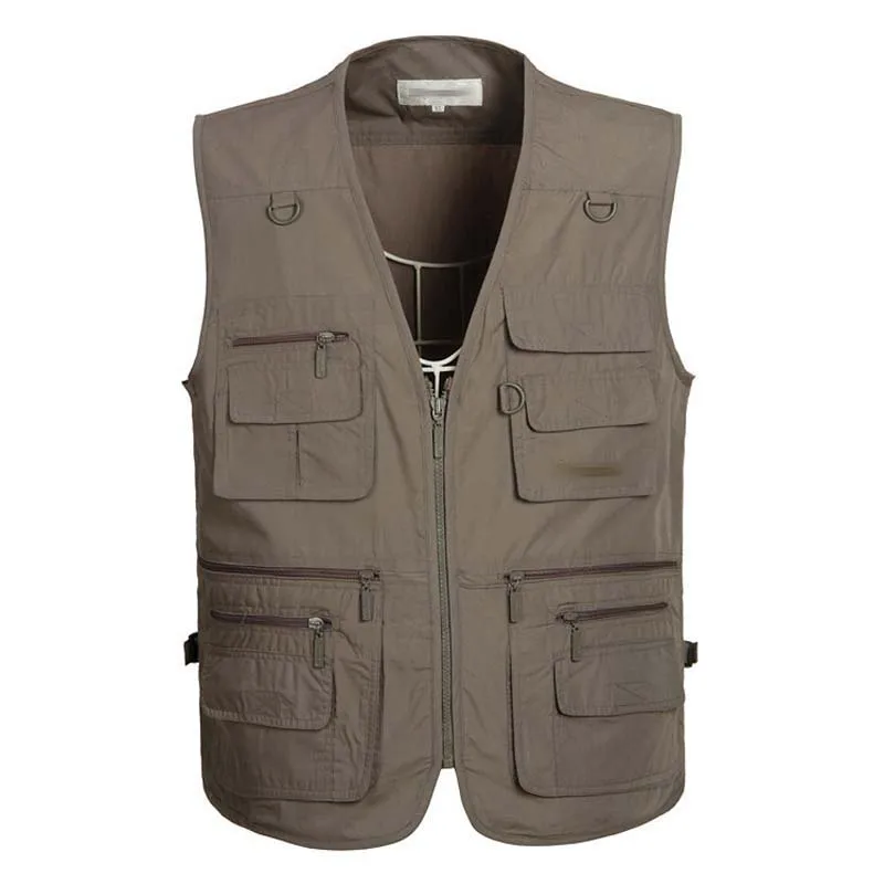 

New Fashion Travel Pocket Vest Men Sleeveless Jacket Casual Business Waistcoat V-Neck Brand Clothing Plus Size 5XL