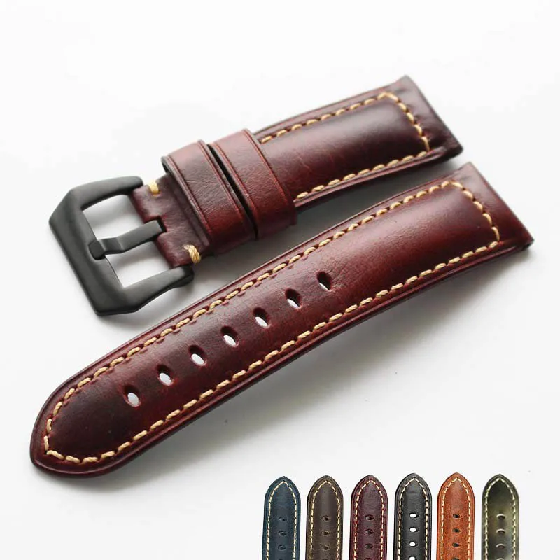 

Hot Sale Watch Strap 20mm 22mm 24mm 26mm Vintage Cow Leather Watch Band For Panerai Fossil Watchband Fast Shipping