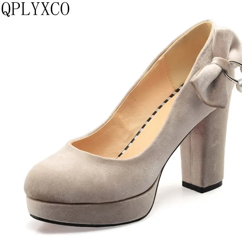 QPLYXCO 2017 New Elegant Big size 33-43 Women High Heel Shoes Pumps Wedding Party Ladies Shoes Women Heeled Footwear C71