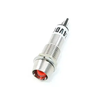 Silver Tone 8mm Draad Metal Case Red Light Signal Indicator Lamp DC 24 v