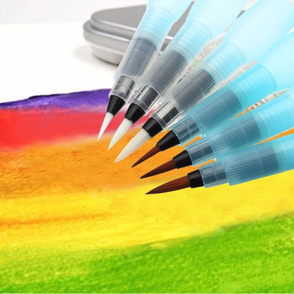 3Pcs S/M/L Watercolor Brush pen Art Markers Water Tank Calligraphy Drawing Pen Beginner gift