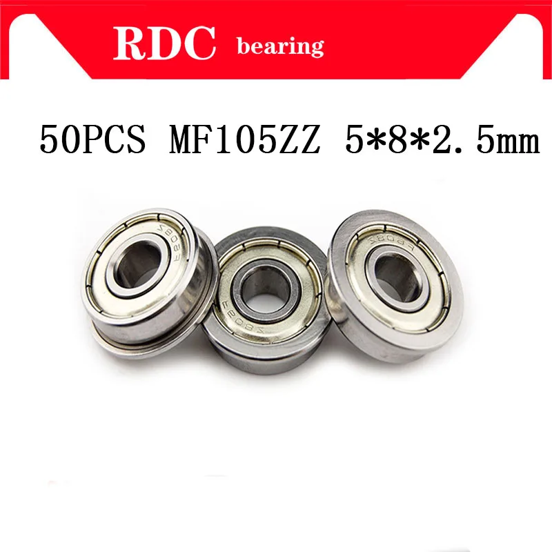 

50pcs ABEC-5 MF105ZZ MF105Z MF105 ZZ LF1050ZZ High quality 5x10x4 mm Steel Metal Shielded Flanged Bearing Radial Ball Bearing