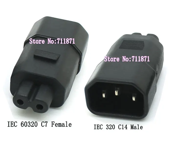IEC C7 C14 Адаптер питания C14–C7 «папа-мама» Разъем питания 3P–2P Разъем питания IEC 60320 C14 «папа» C7 «мама»