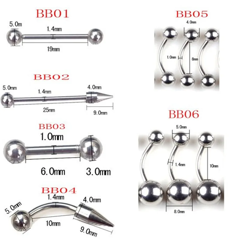 PINKSEE 30Pcs/Lot Tongue Eyebrow Lip Belly Navel Ring Body Piercing Jewelry Wholesale Items