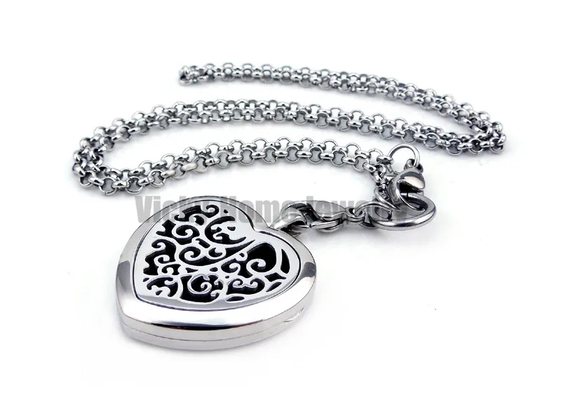 Peach Heart Shape Steel Cloud (30mm) Aromatherapy / Essential Oils Perfume Diffuser Locket Necklace view 4