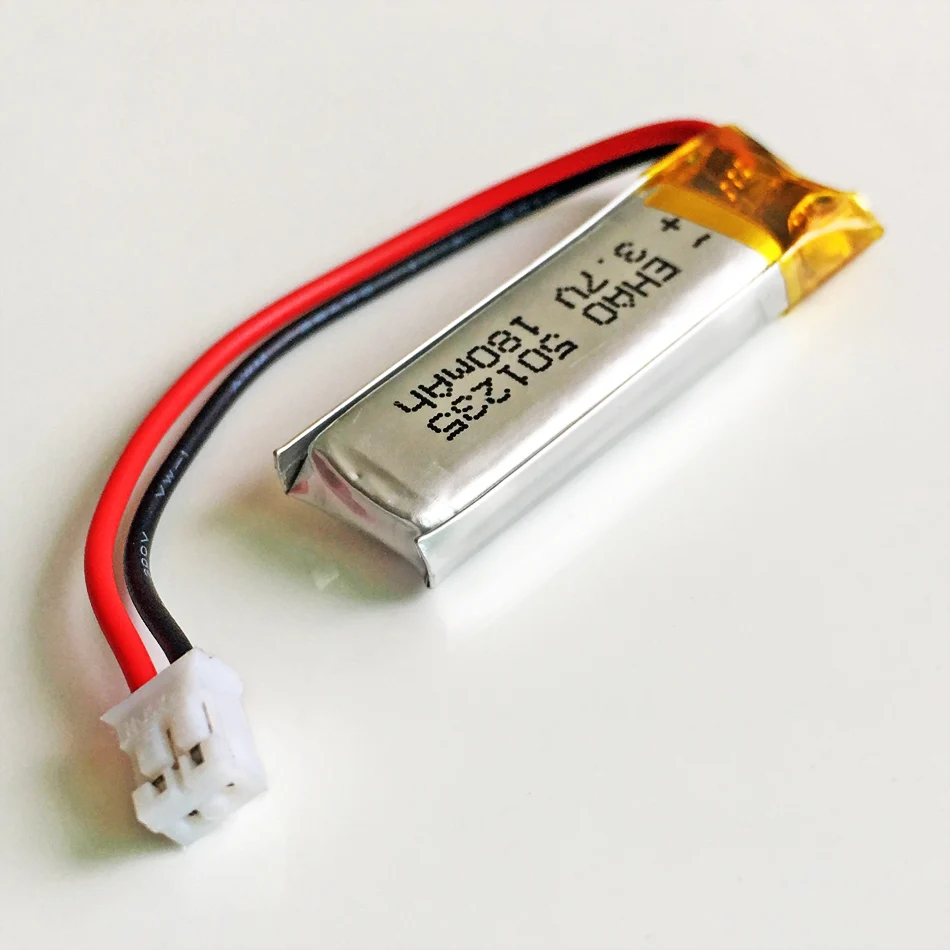 3.7V 180mAh LiPo Rechargeable Battery 501235 + JST PH 2.0mm 2Pin Connector For Mp3 Bluetooth GPS PSP Headset Recorder Speaker