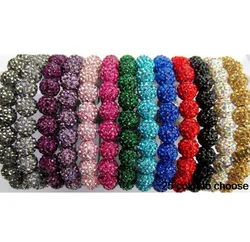 10mm 5pcs/lot o45467 white multicolor mixed Crystal Disco Pave Ball bead  Bracelets Bangles for men women Handmade