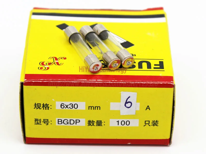 

(100pcs/lot) 6*30MM 6A Fuses Fast Quick Blow Glass Tube Fuse 6x30mm 250V 6A F6AL250V