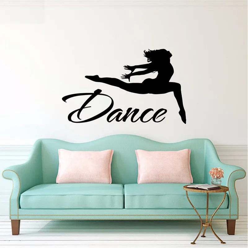 Dance Wall Decal - Jumping Dancer Wall Decal Vinyl Stickers Dance Studio Decor - Girls Gymnastics Wall Art Sports Decor