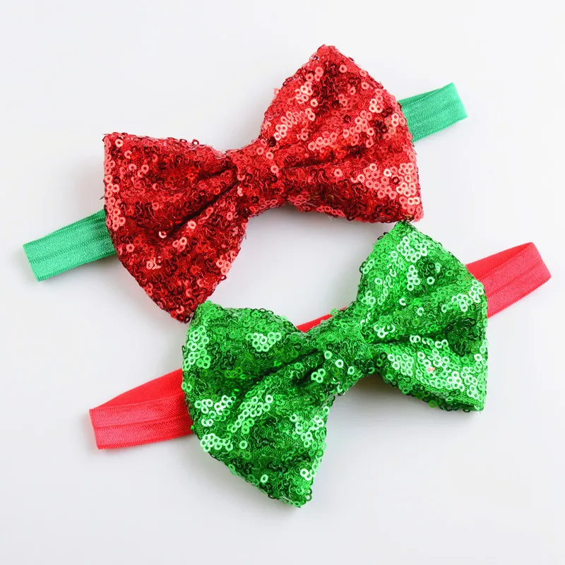 110 pcs/lot , Glitter Sequin Headband Christmas Holiday Bow headband