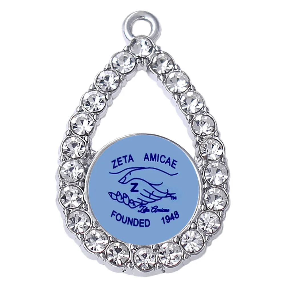 DOUBLE NOSE Eco friendly metal alloy inlaid sticker greek letters zeta phi beta charm founded 1948 amicae society jewelry