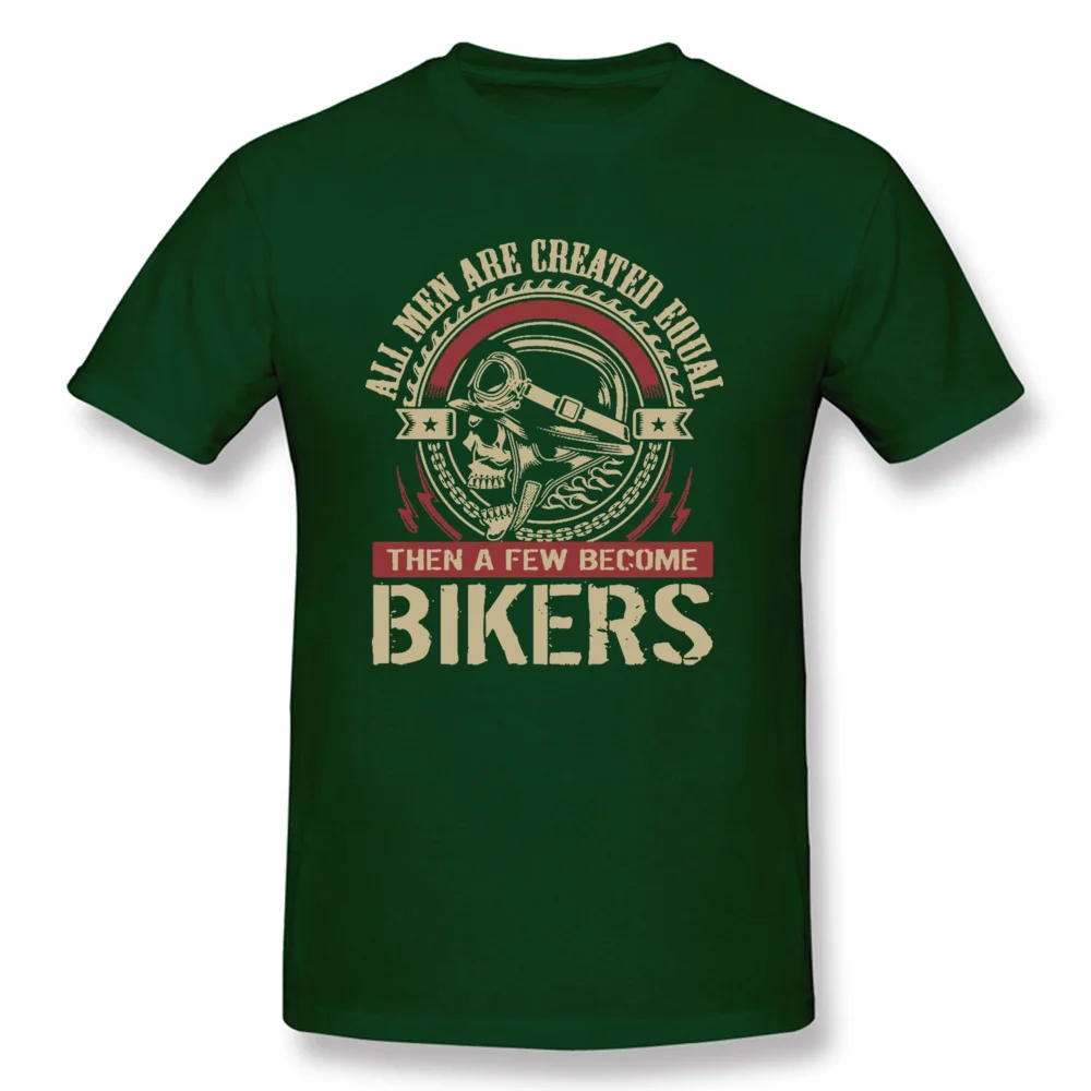 Vintage Motorcycle Skull Tshirt All Men Are Created Equal Then A Few Become Bikers Summer Motorbike Tops & Tees New