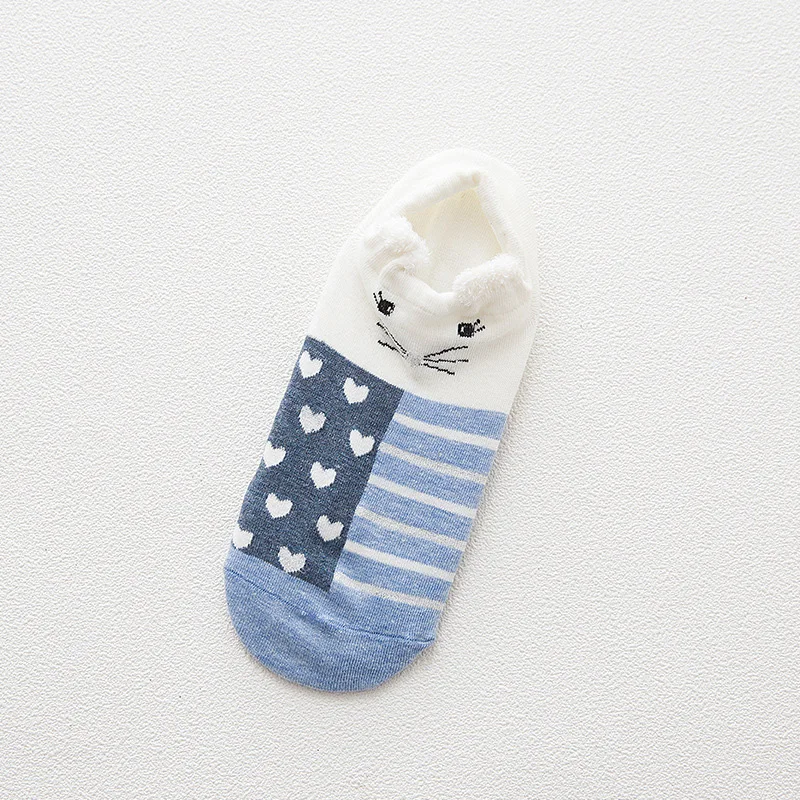 5 Pairs Women's Socks Spring Summer Three-Dimensional Shallow Mouth Cartoon Female Cotton Invisible Japanese Cute Animals Socks