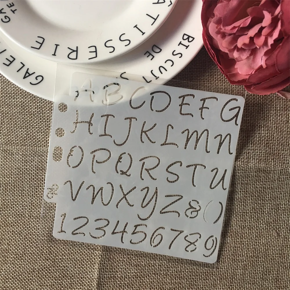 9Pcs/Set 14cm Alphabet Letters Gear DIY Layering Stencils Painting Scrapbook Coloring Embossing Album Decorative Card Template