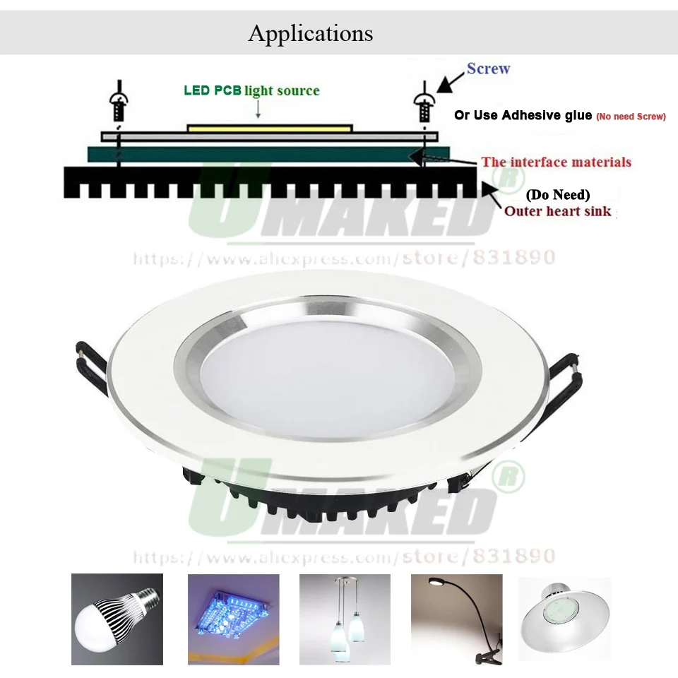 UMAKED 5W 44mm LED PCB Light board Installed SMD5730 LED Chips Aluminum Lamp plate Warm/Natural/White for Bulb Ceilig lights DIY