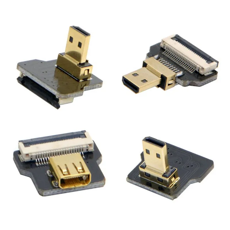 FPV Micro HDMI-compatible Type D Female & Straight & Up & Down Angled 90 Degree Connector Adapter for FPV Photography