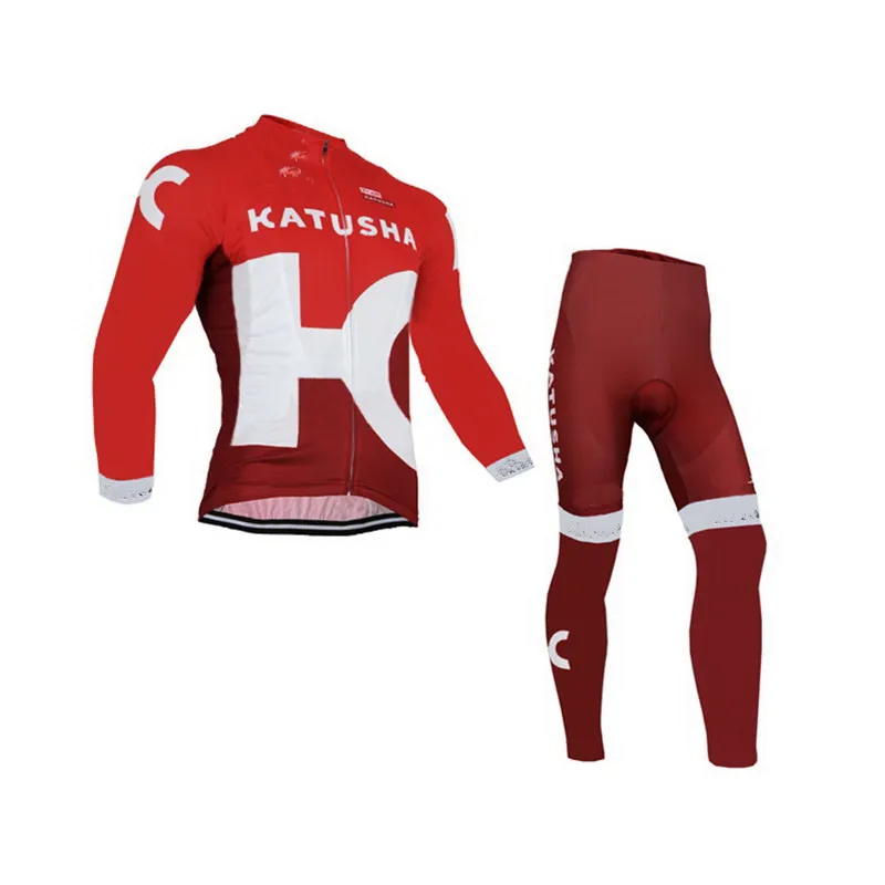 2016 KATUSHA TEAM RED SPRING SUMMER Men's Cycling Jersey Long Sleeve Bicycle Clothing With Bib PANTS Ropa Ciclismo