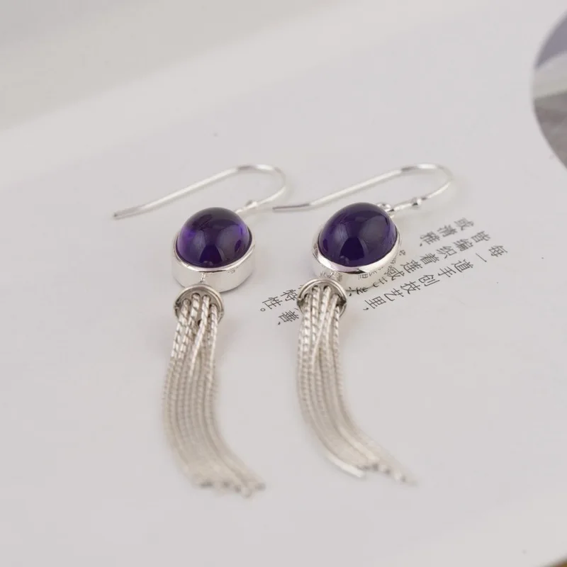 S925 silver earrings wholesale silver technology for women jewelry contracted exquisite tassels