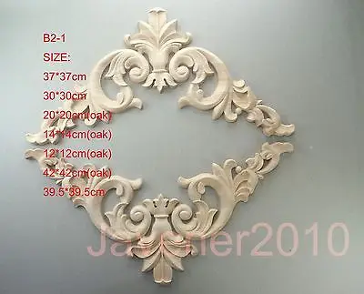 B2-1 -14x14cm Oak Wood Carved Corner Onlay Applique Unpainted Frame Door Decal Working carpenter Fitment