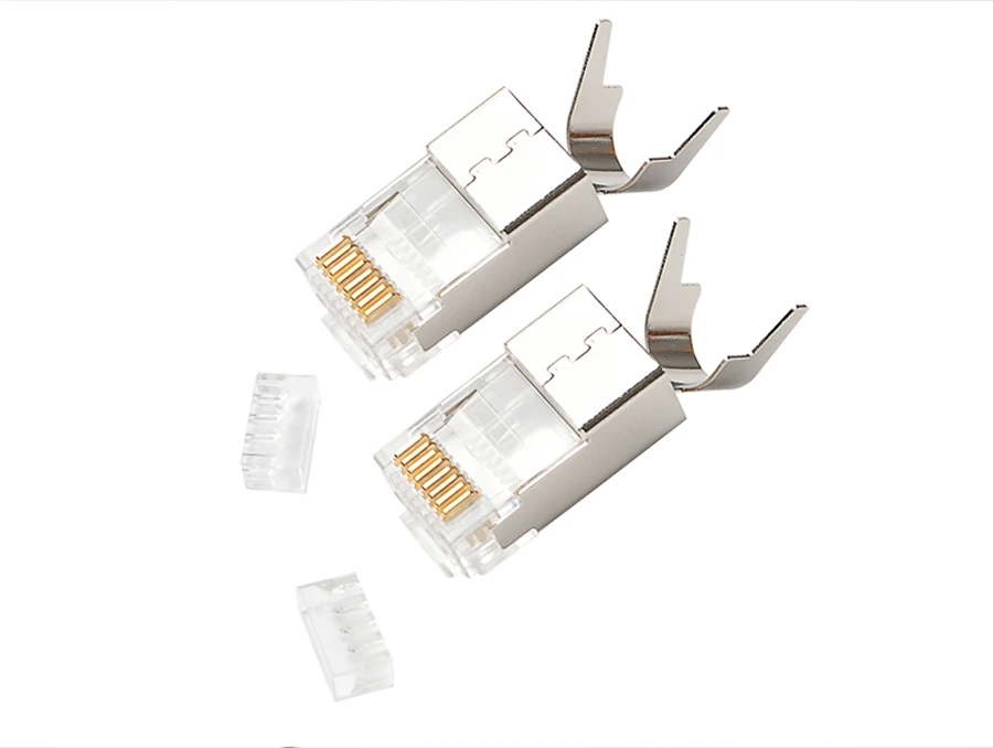 Xintylink CAT8 CAT7 CAT6A CAT.6A RJ45 Ethernet-Kabelstecker RJ 45 Stecker Netzwerk 8P8C Buchse SFTP FTP Abgeschirmtes LAN 1,5mm Vergoldet 50U – Detail 10