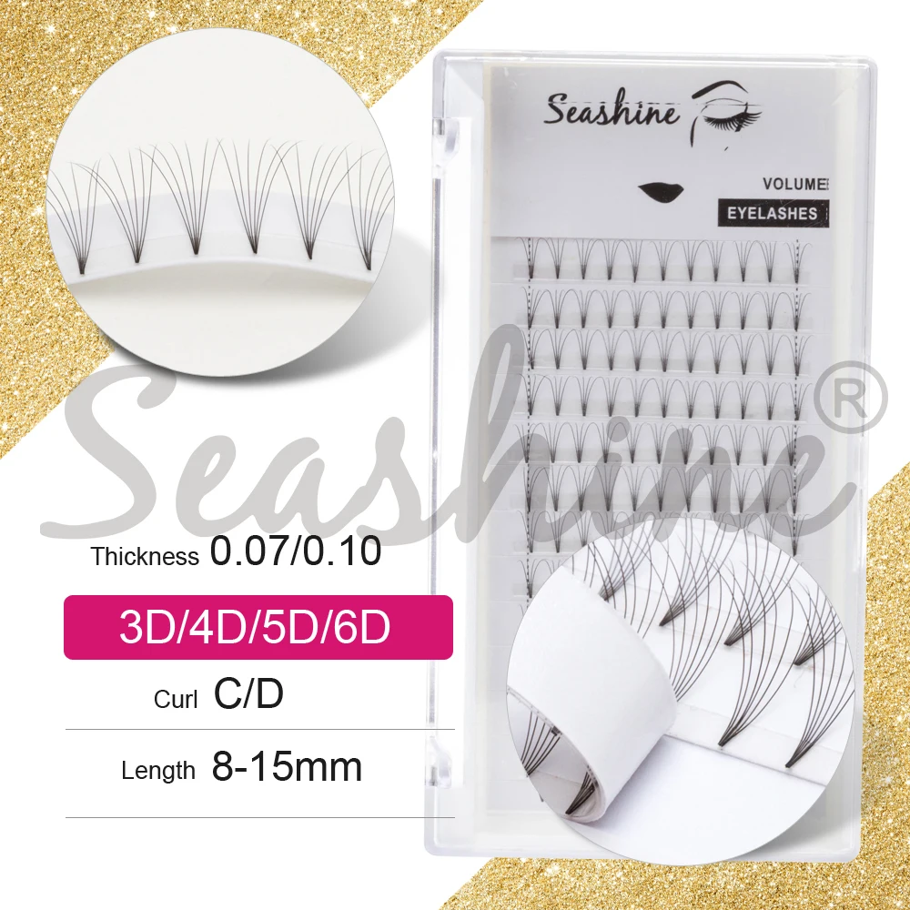 Seashine Short Stem 8-18mm Premade Fans Eyelashes Silk Individual Volume Eyelash Extension Supplies False Lash Extensions Bulk