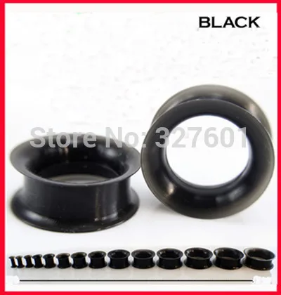 Wholesale 48 Pcs/lot Mix 12 Size  Body Jewelry Black Silicone Flesh Tunnel Ear Expander Double Flared Plug