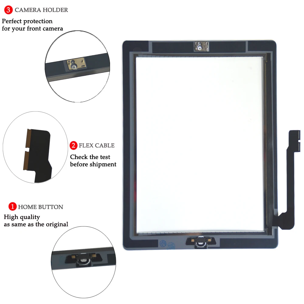 

New for ipad 3 A1403 A1416 A1430 Touch Screen Replacement For iPad3 Generation Digitizer Outer Panel Front Glass With Sticker