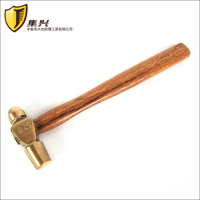 0.22kg/0.5lb, 0.34kg/0.75lb,Non-sparking Brass Ball Pein Hammer, ,Wooden Handle,Hand Tools