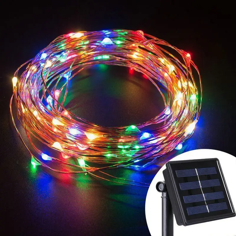 

Solar powered 10M/33FT 100LED starry Copper Wire String Fairy Light moon vine lamp Xmas Christmas Wedding party Decor-Multicolor